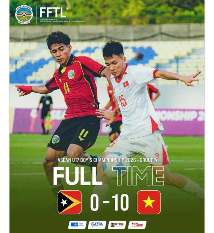东盟U-17锦标赛:越南10-0大胜东帝汶