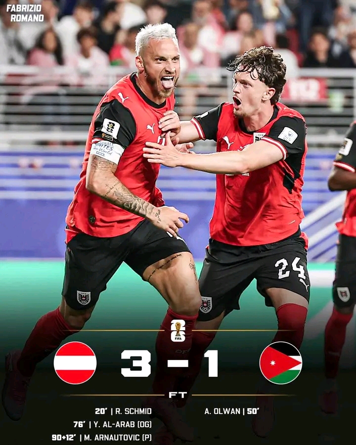 奥地利3-1击败约旦取世界杯开门红